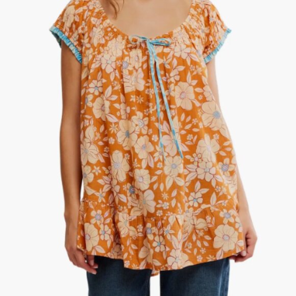 Frankie Floral Tunic Free People Orange - Picture 1 of 8